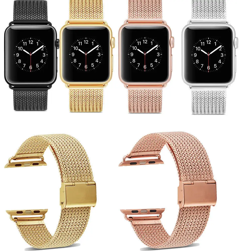40 мм длина 44 ремешок для наручных часов Apple Watch версии 4/3/2/1 Миланский сетчатый