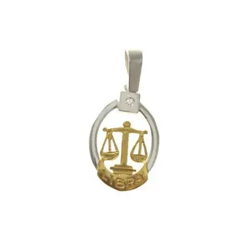 

Pendant horoscope Zodiac pound in two-tone gold and white stone
