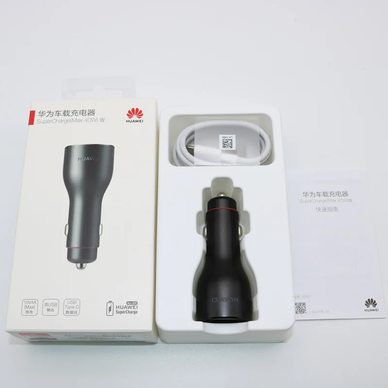 Оригинальное супер автомобильное зарядное устройство huawei SuperCharge Fast Quick 10V4A Duable USB port для huawei P20 P30 Pro mate 20 Pro Honor V20 PRO