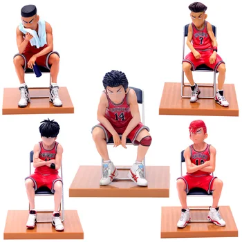 

PVC Shohoku Full Set Chair SLAM DUNK Action Figure Hanamichi Sakuragi Akagi Rukawa Mitsui Anime SlamDunk Model Toy Collectibles