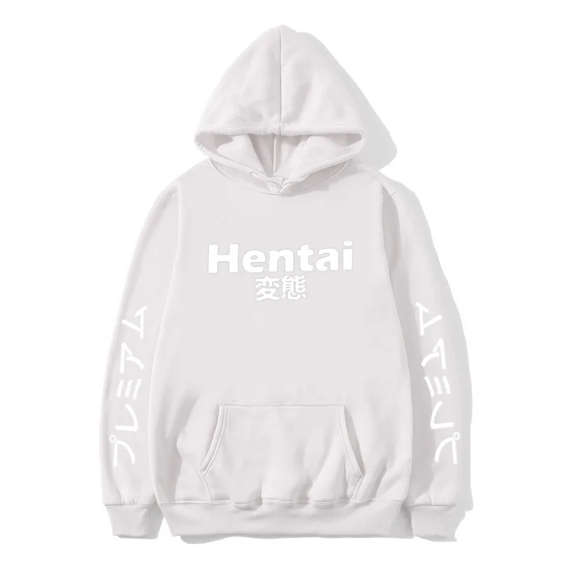 Off White уличная толстовка с капюшоном для косплея хип-хоп толстовка с капюшоном с надписью «Hentai» японская забавная Толстовка для мужчин и женщин пуловер - Цвет: B-white