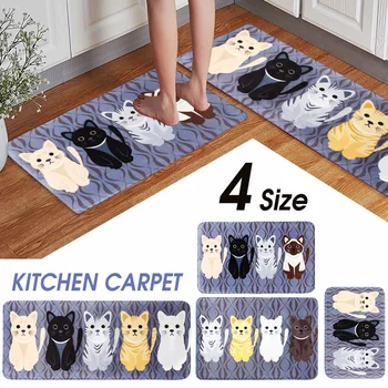 

Lovely Cats Cartoon Pattern Flannel Non Slip Doormat Kitchen Bedroom Bath Floor Pad Carpet Rug Mat(4 Sizes available)