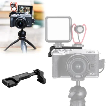 

UURig R038 Double Hot Shoe Extension Bracket For Canon M6 Mark II Microphone Fill Light Quick Release Mount Plate Vlog Holder