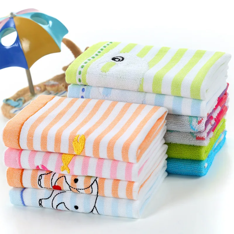  Kerchief Cartoon Infant Baby Full Cotton Handkerchief Gauze Covered Edge Children Kindergarten Kerc