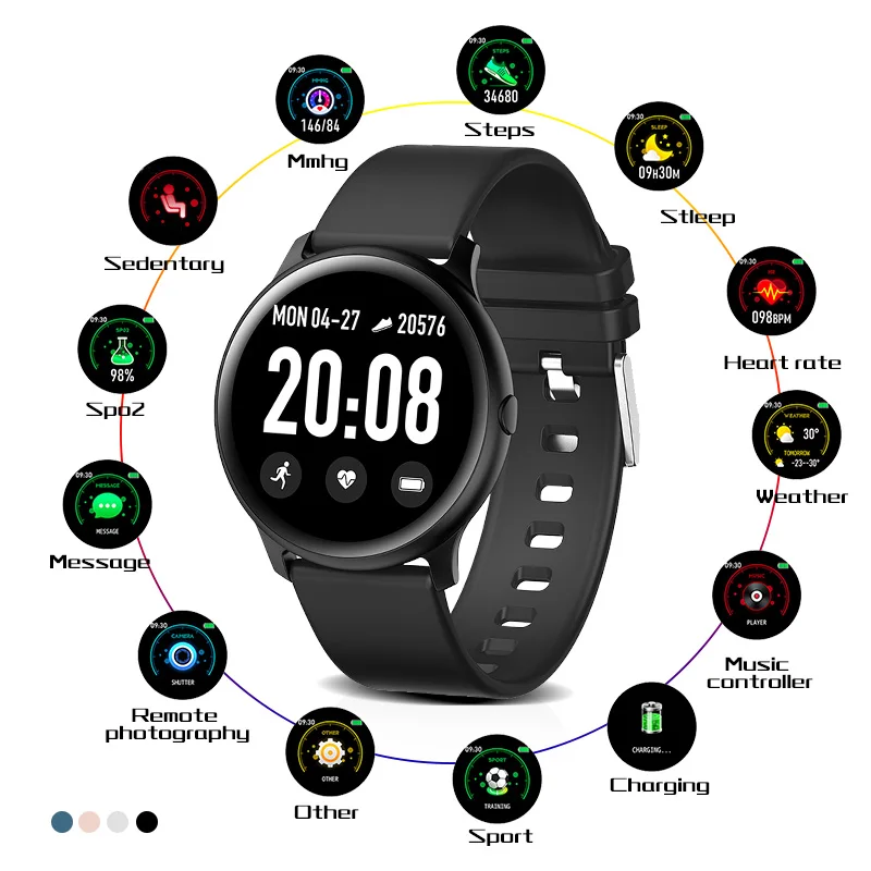 Смарт-часы Smartband Bluetooth Монитор артериального давления фитнес-трекер Браслет цветной экран браслет для Android IOS