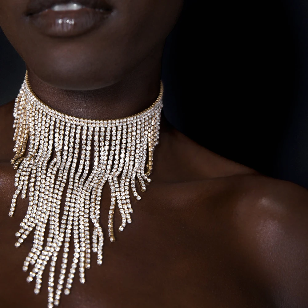 

Vedawas Crystal Statement Necklace for Women Party Nigh Club Jewelry 2019 Double Eleven Accessories Girls Gifts Wholesale