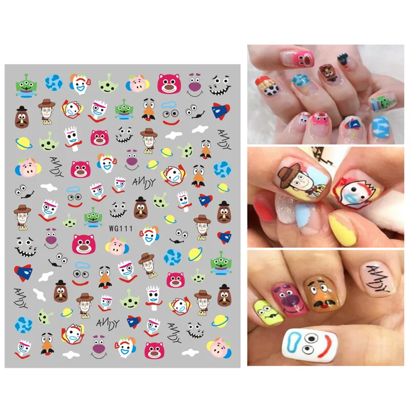 

10PCS3D10PCS 3D Cartoon Bear Smiley Face Nail Art Sticker DIY Adhesive Duck Nail Art Supplies Applique Chicken Nail Slider WG111