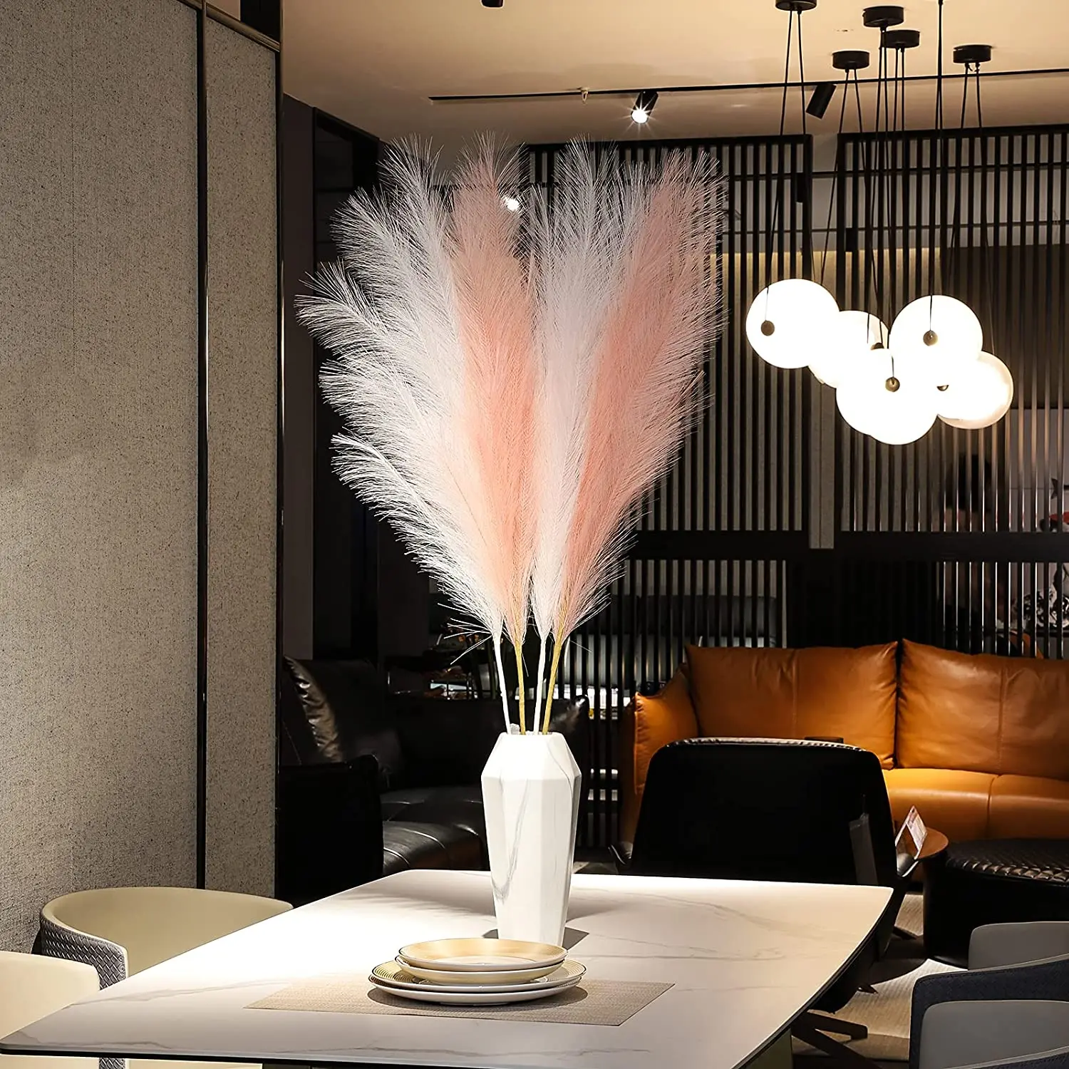 3pcs Artificial Pampas Grass 43inch/110cm Long Fluffy Pampas Grass for Flower Arrangement Wedding Party Centerpiece Home Decor