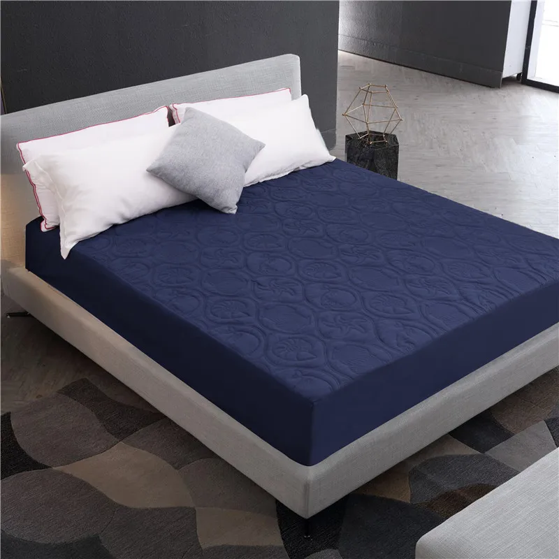 Solid Color Quilted Embossed Waterproof Mattress Protector Cover Fitted Sheet Style Cover for Mattress Thick Soft