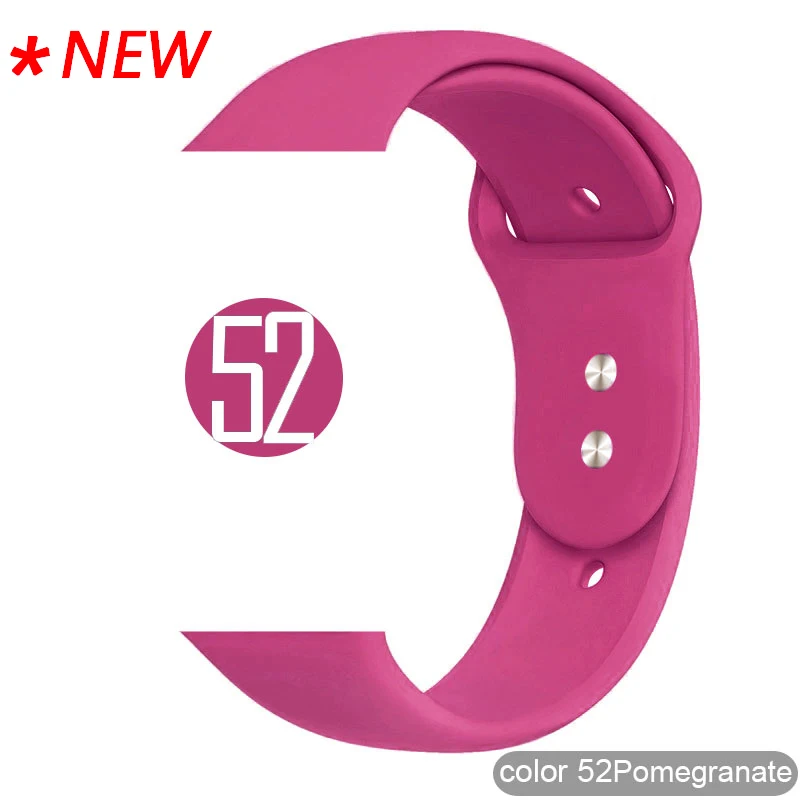 52 Pomegranate Мягкий силиконовый спортивный ремешок для Apple Watch 5 4 3 2 1 38 мм 42 мм, резиновый ремешок для часов Iwatch series 5 4 40 мм 44 мм - Цвет ремешка: 52 Pomegranate