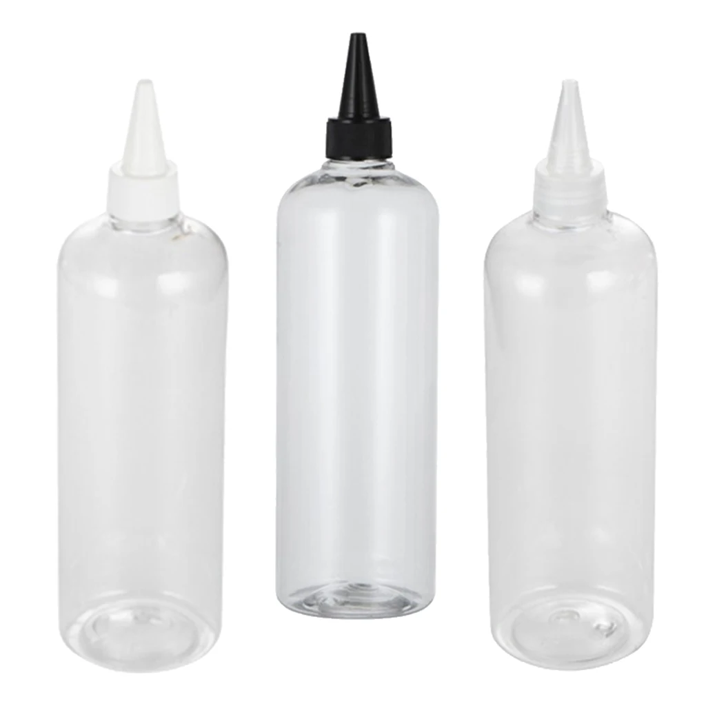 5 Pieces Plastic Empty Squeeze Bottles With Twist Cap Tip Applicator for Liquid , Painting, Glue Bottle - 500ml