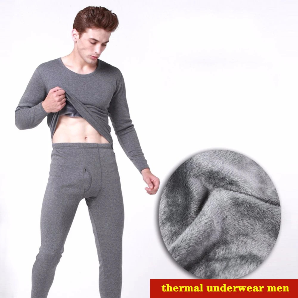long johns 2021 Winter Thermal Underwear Men Long Thermal Suit Polyester Comfortable Warm Tops + Pants Piece Set Thermal Underwear silk long underwear