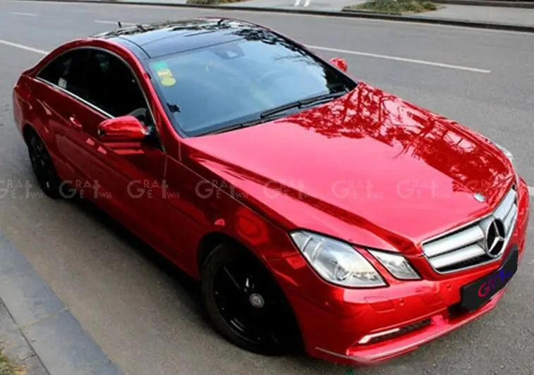 Низкая тактика высокое качество глянцевый черный растягивающийся хром виниловая пленка Гибкая черное зеркало хромированная автомобильная пленка 5ftx65ft/рулон - Название цвета: Red