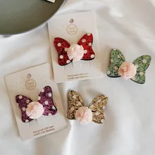 Милые детские заколки с бантиком, супер Менг, марлевые шарики, блестящая пудра, повязка на голову для девочек, на боковой застежке, японская Корейская принцесса, волосы