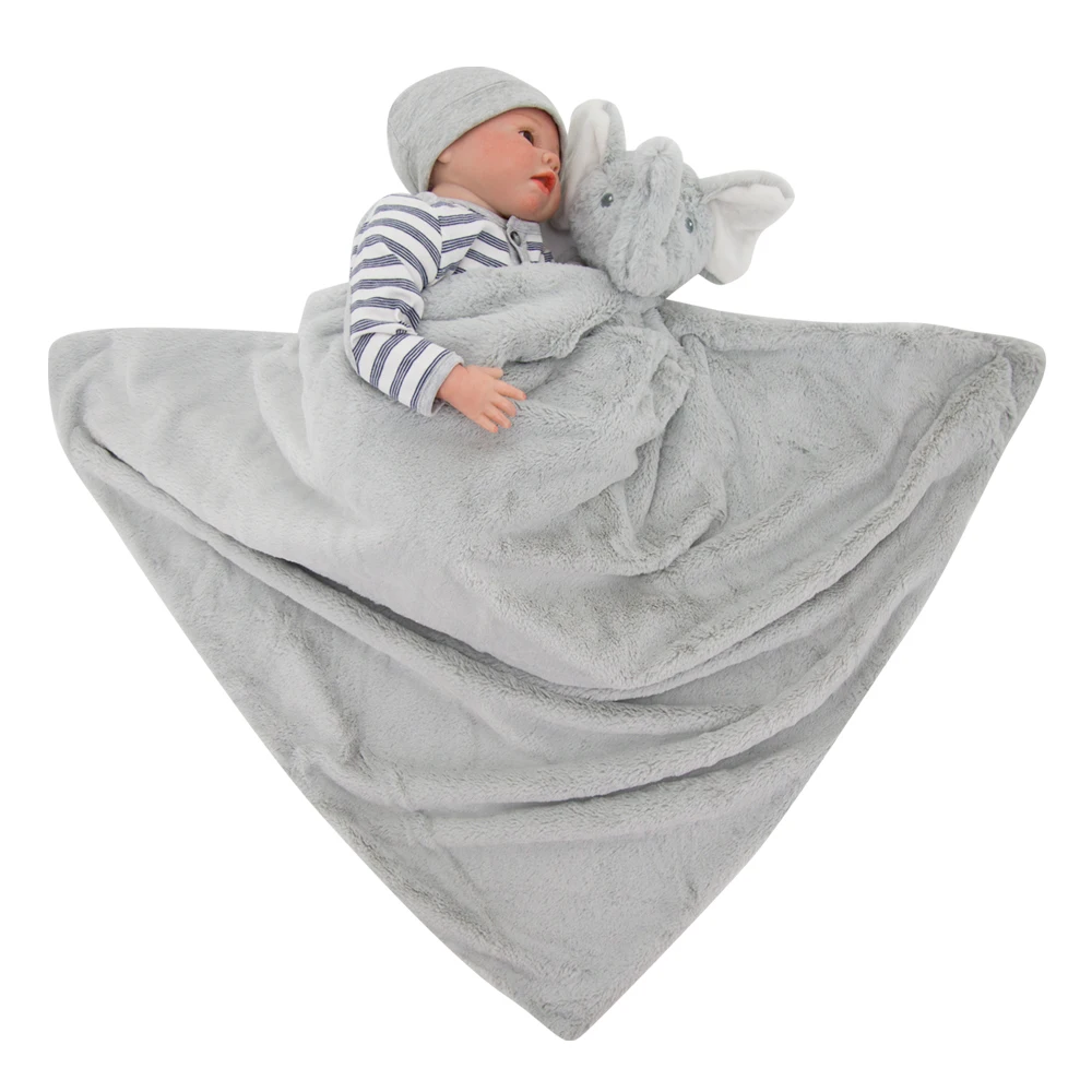 Baby Plush Blankets Stroller Comforter Winter Newborn Bed Sheet Grey Elephants Kid Boy Girl Swaddle Wrap Cobertor Infantil Quilt 4