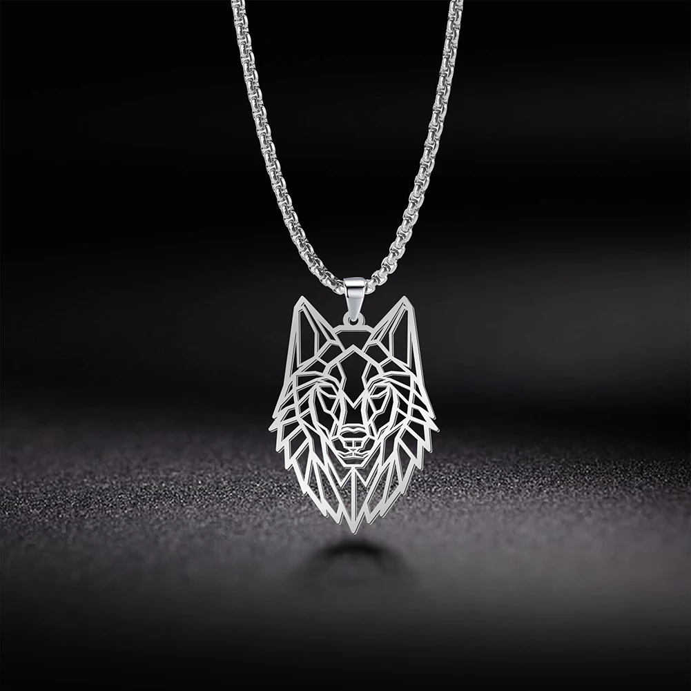 

My Shape Wolf Animal Necklace 316L Stainless Steel Forest Animals Men Necklace Hollow Cut Out Pendant Jewelry Gift For Women