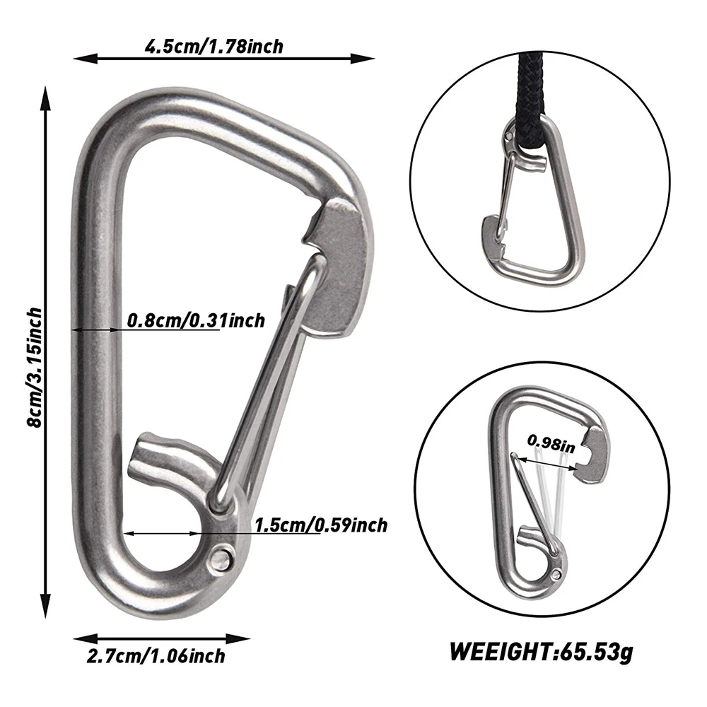 5 шт. 316 подъем из нержавеющей стали Карабин Многофункциональный пружинный карабин быстрый замок кольцо крюк