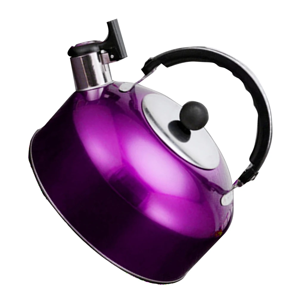 purple Whistling Kettle Stainless Steel Camping Kitchen Tea Coffee Water Pot for Home Kitchen Camping Travel - Цвет: purple