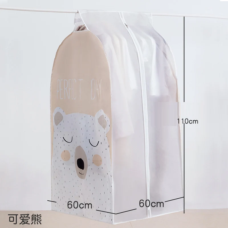 keaixiong-L-110cm Чехол для одежды с мультяшным принтом, пылезащитный чехол на молнии для одежды, отделочный шкаф для одежды, сумка для одежды, подвесная сумка для хранения одежды - Цвет: keaixiong-L-110cm