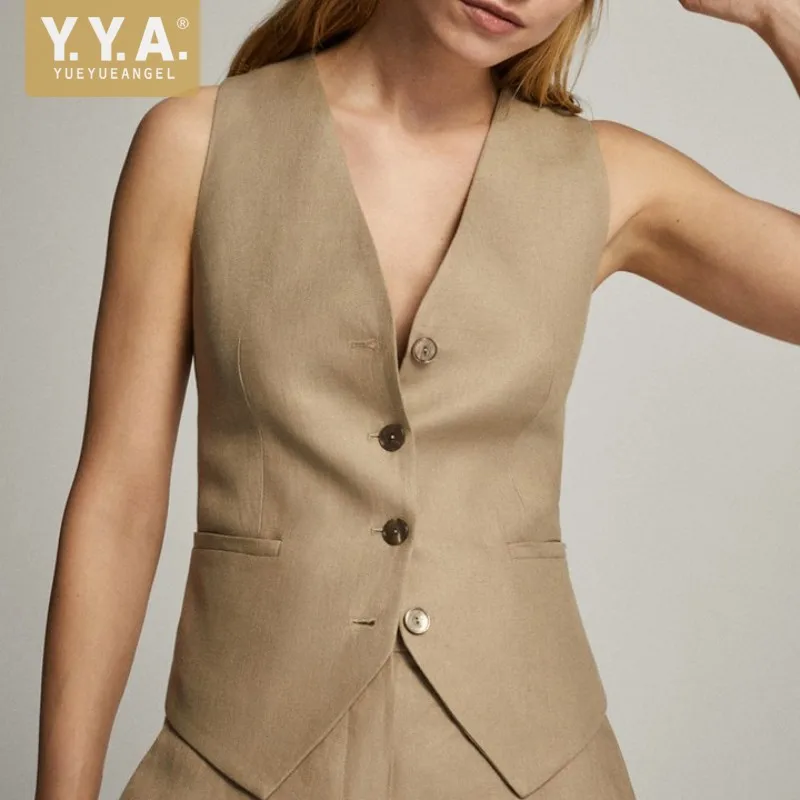 chinese dress ladies Foucome Suit Vest for Women Formal Regular Fitted Business Dress Vest  V-Neck Button Down Waistcoat Beige, S at Amazon Women's Coats Shop