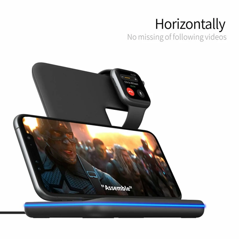 15W 3 in 1 Qi Wireless Fast Charger Dock Stand for Apple Watch Airpods IPhone 11