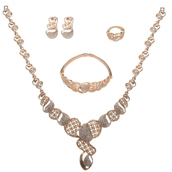 

Wedding Gift Choker Necklace Earring Bangle Bracelet Ring Jewelry Set