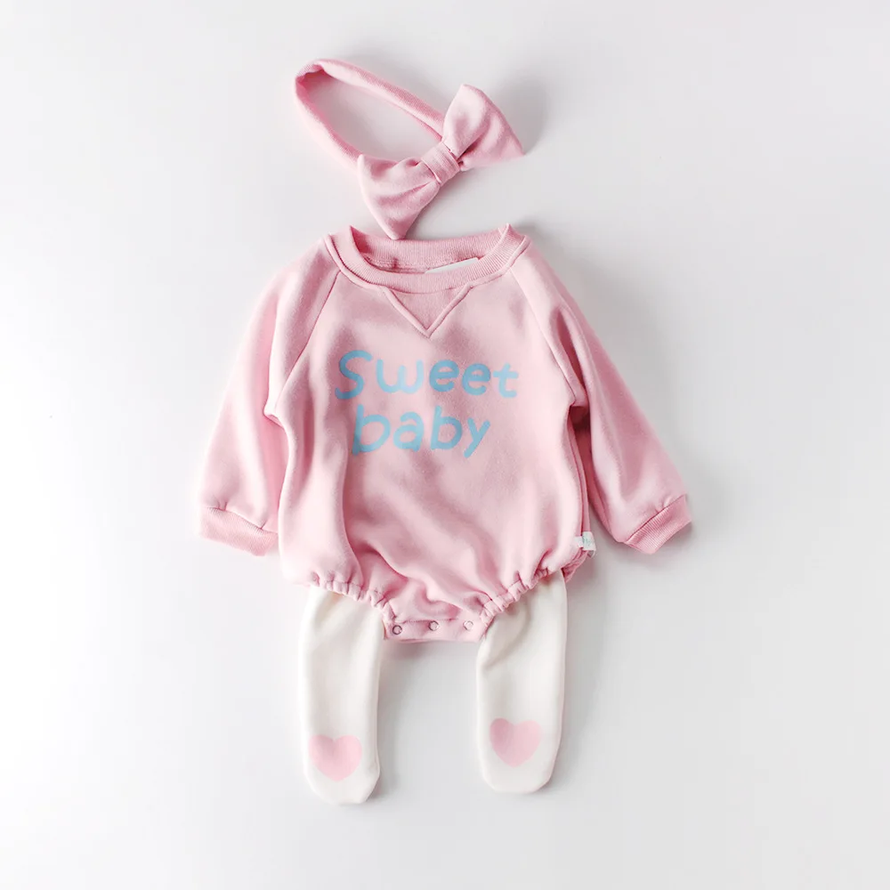 Koodykids/осенне-зимние боди для маленьких девочек; хлопковый комбинезон с длинными рукавами; бархатный комбинезон с лентой для волос; модные комбинезоны для маленьких девочек