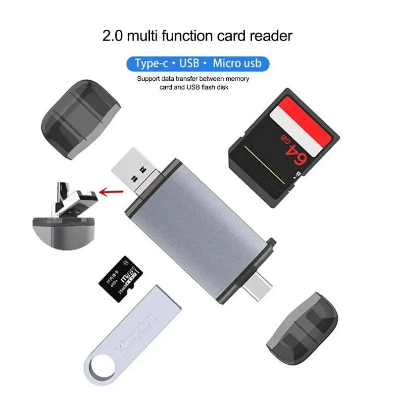 Флеш-накопитель кард-ридер превосходное мастерство и долговечность Micro usb 2,0 type C TF карта адаптер 3 в 1 USB-C