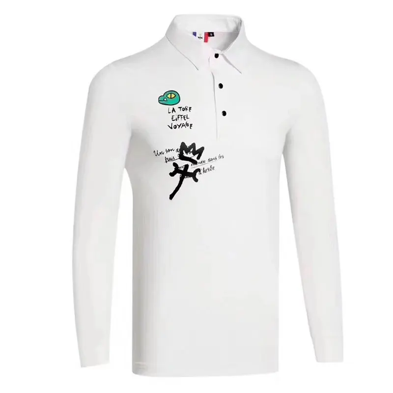 Белый New Golf clothes Spring summer Men.s sports Shirt Full Sleeves Golf Shirt Leisure Golf T-Shirt Cooyute Free shipping - Цвет: Белый