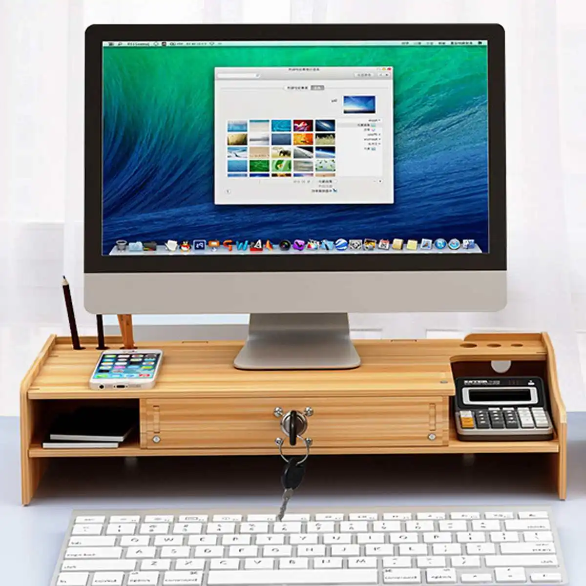 Soporte para Monitor de ordenador portátil, tablero de densidad,  organizador de escritorio, estante de almacenamiento, accesorios de 48x20cm  - AliExpress