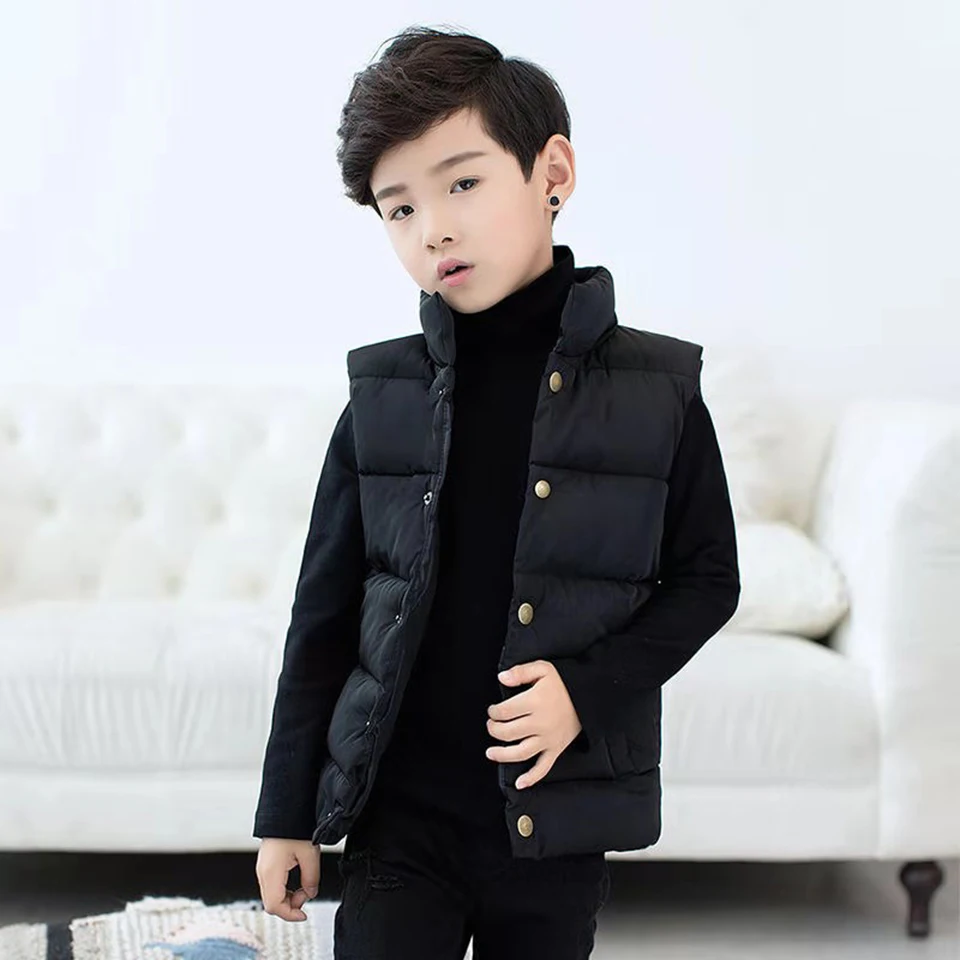 

New Warm Turn-Down Collar Vests Toddler Girl Boy Autumn Winter Clothes Solid Color Girls Outerwear Sleeceless Jacket Tops Vest