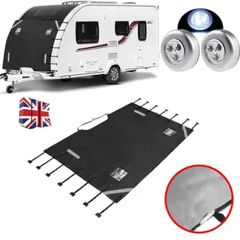 

Caravan Front Towing Cover Protector Covers Dustproof Universal Front Towing Cover Reflective Strip Accessories 220cm X 175cm