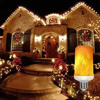 

300LM 108 LED Flame Effect Light Bulb 3 Modes Energy Efficient Flickering Fire Lights Decoration For Outdoors Indoors Room