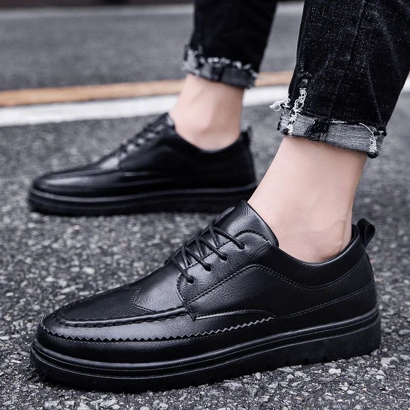 

2019 Autumn Korean-style Trend Barber Shoes New Style Business Formal Wear Leather Shoes England Leather Shoes Bullock Casual Sh