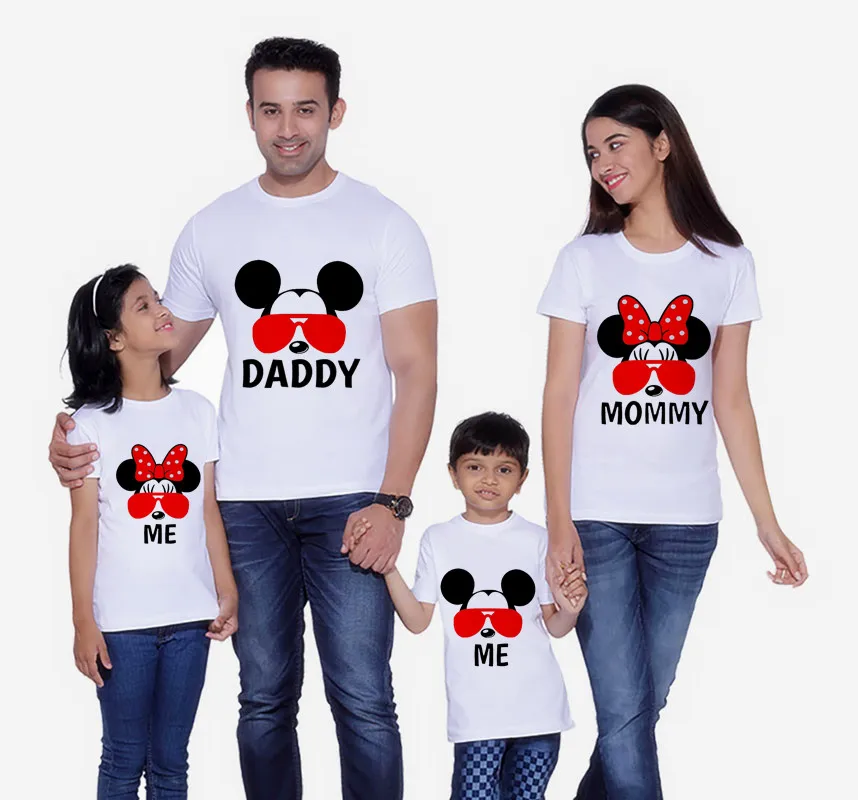 

Mouse head Family Matching Clothes Mommy and Me Clothes Minnie glasses TShirt Boys Clothes Mickey Short Sleeve T-Shirt Christmas