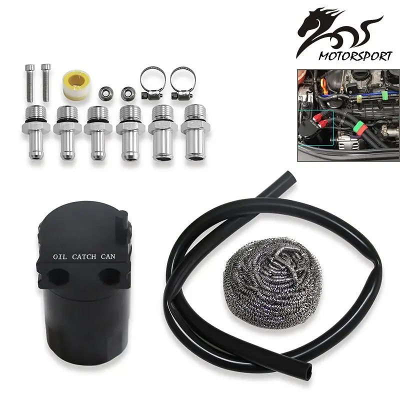 Accessori Per Auto Nuovissimi Universal 300Ml Reservior Oil Catch Can Tank Tank Tank Engine Black Polish Baffled Alluminio