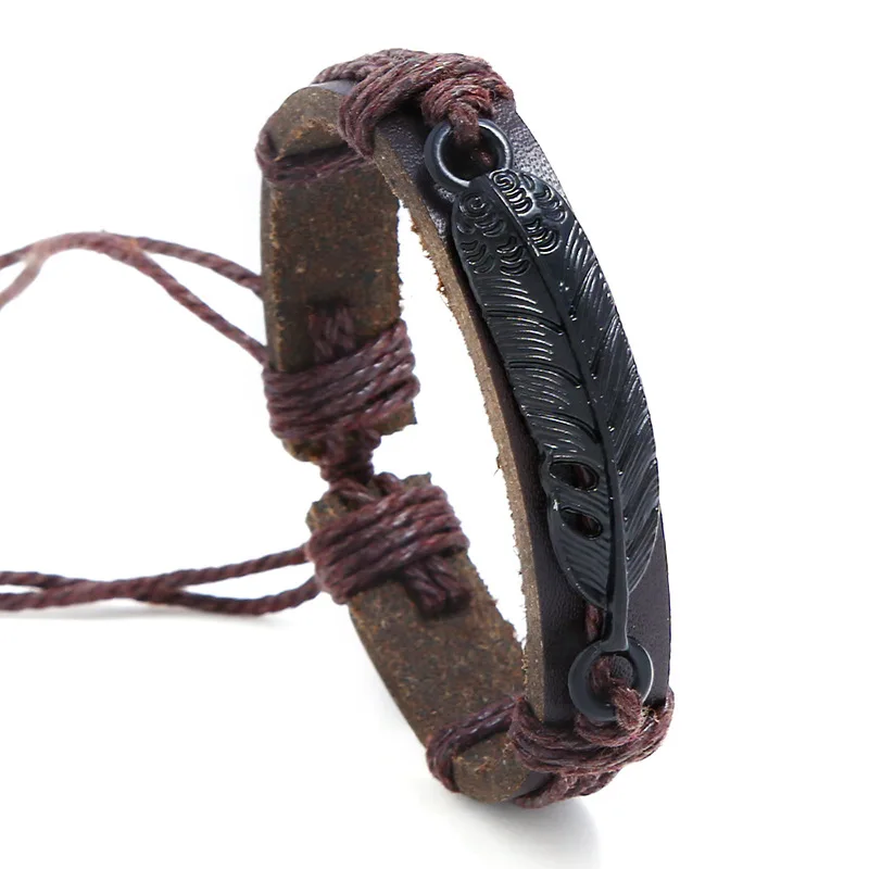 LE SKY модный кожаный браслет для женщин и мужчин, кожаные браслеты, панк-веревка, цепочка для музыкальных фанатов, уникальный браслет для мужчин