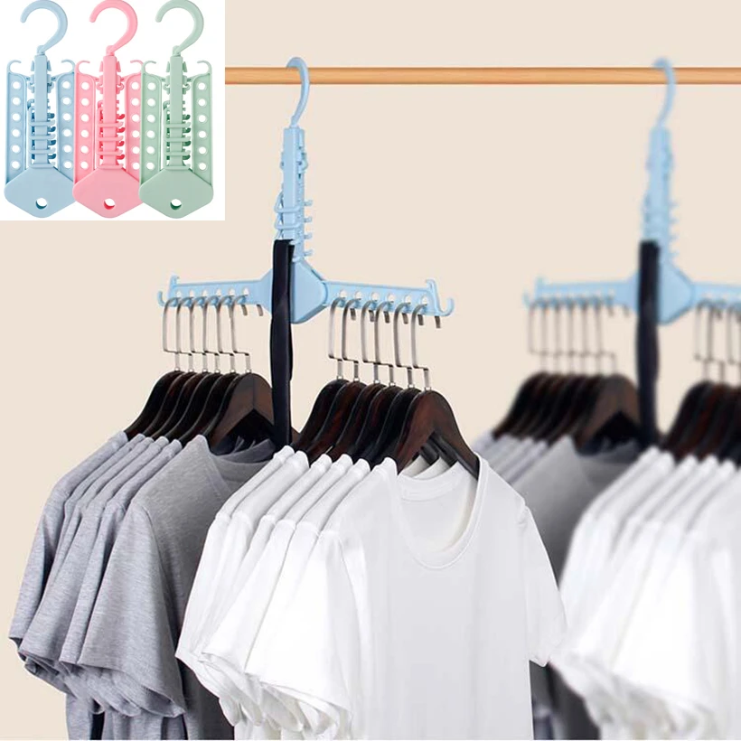 

Advanced Design Save Space Hanger Cabinet Clothes Organizer Foldable Windproof Rotatable Household Hook Tie Storage Strong
