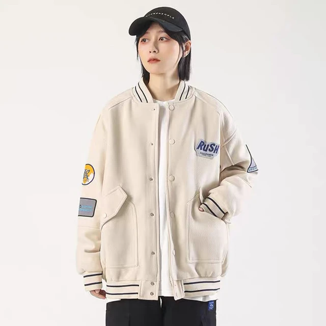 New Oversized Varsity Jacket Men Women Harajuku Hip Hop Jacket Streetwear  Fashion Patchwork Baseball Coat Zipper Sweatshirt Men - AliExpress