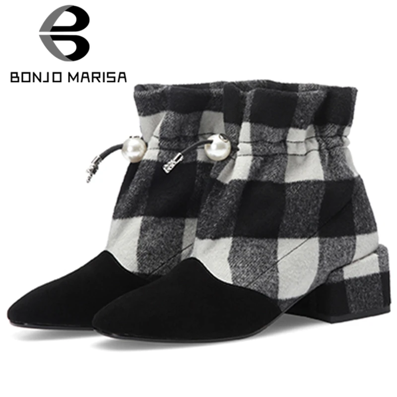 

New Brand Genuine Leather Suede Ankle Boots Women 2020 Elegant Patchwork Booties Ladies 5 Cm Med Heel Shoes Woman