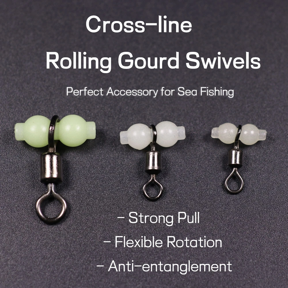 Luminous Cross-line Gourd Rolling Swivels Fishing Accessories Boat Fishing Rigs Connector 20pcs/50pcs 4# 2# 2/0 fishing accessories fishing line connectors fishing swivels fishing tackle