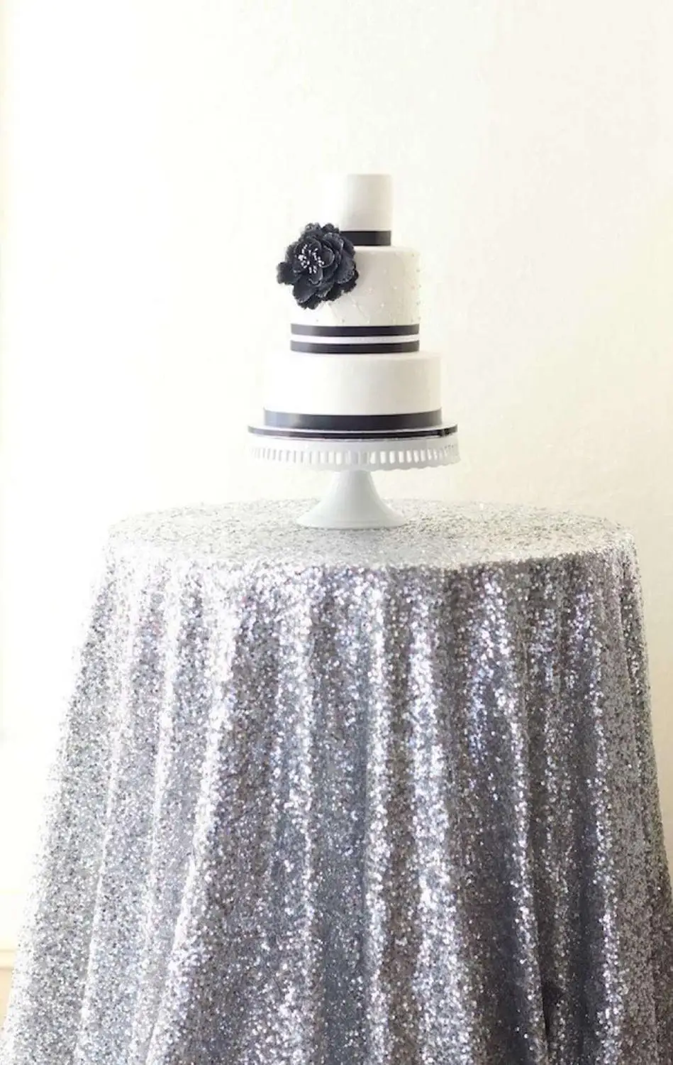  Sequin Tablecloth Round Silver Table Cloth 120 Shiny Sparkle Cloths for Wedding Party Christmas Bir