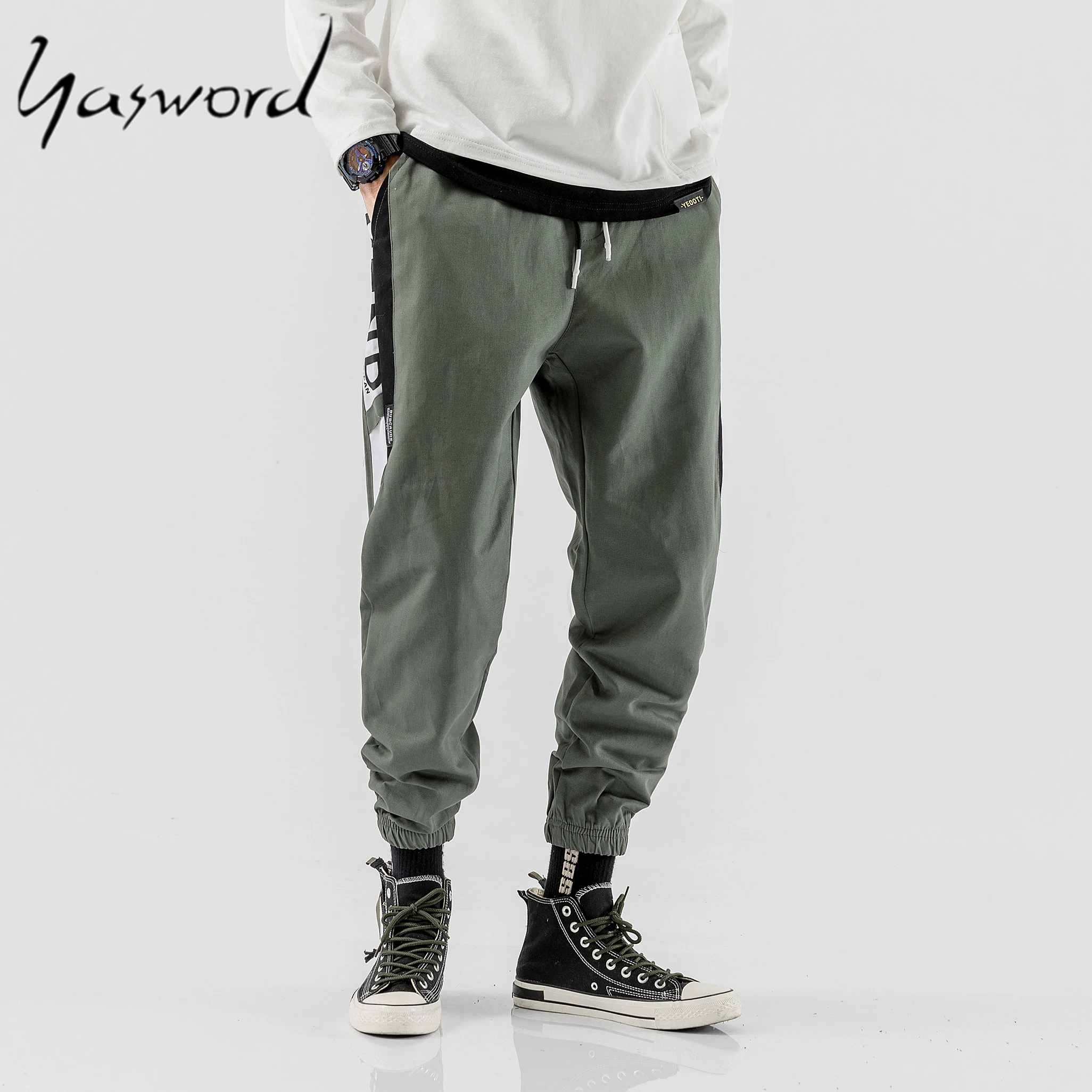 Yasword Men Pants Trousers Straight Ankle-Length Solid Color Casual Fashion Loose Male Elastic Waist Clothing Streetwear Yasword Men Pants Trousers Straight Ankle-Length Solid Color Casual Fashion Loose Male Elastic Waist Clothing Streetwear