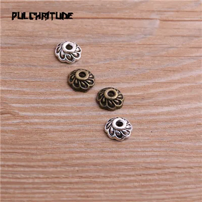 Pulchrode 60 шт. 3*10*10 мм два цвета бусины шапки Шарм Полые Мини цветок Подвески Ювелирные аксессуары DIY сосуд подвески - Окраска металла: Two color