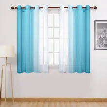 Cortina Da Janela de alta Qualidade Gradiente Multi Cor Sólida Faux Grommet Semi Sheer de Filtragem de Luz Para sala de estar Decoração шторы