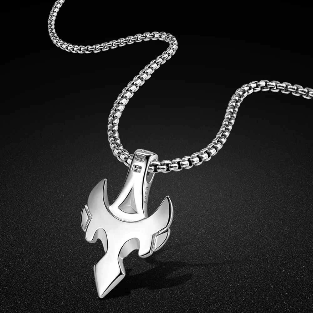 

Creative Men's Necklace Charm Shield Pendant Necklace for Women 925 Sterling Silver Fashion Square Female Vintage Jewelry