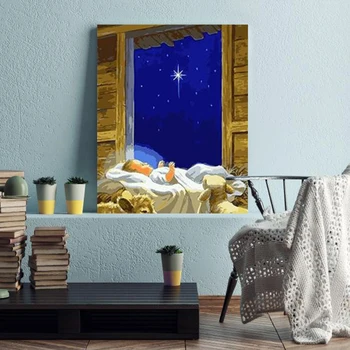 

DIY painting picture by digital painting angel baby sleeping figure classic living room dormitory decorative painting