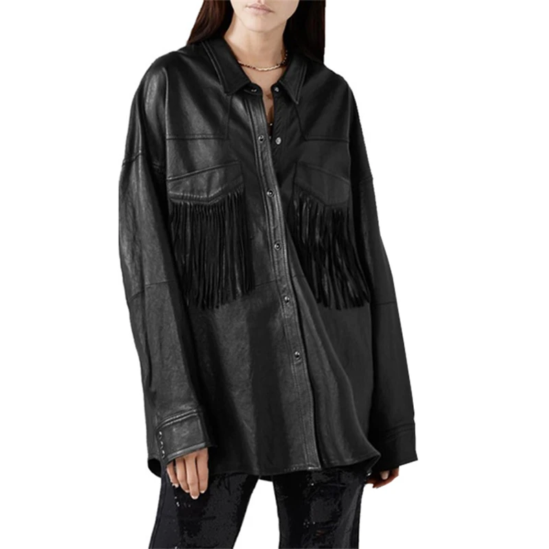 Fringed PU Leather Jacket Ladies 
