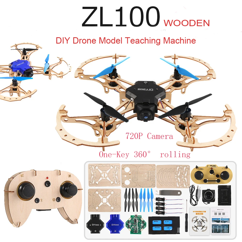 Деревянные радиоуправляемые беспилотные вертолеты DIY версия FPV с 720 P/480 P HD камерой радиоуправляемая модель обучающая машина Квадрокоптеры ZL00 дропшиппинг - Цвет: Темно-синий