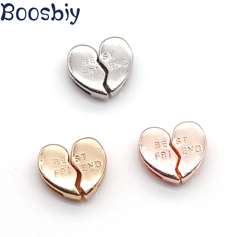 

Boosbiy Heart Shaped Best Friend Slide Charms for Stainless Steel Mesh Pandora Bracelets Bangles For Women Jewelry Making